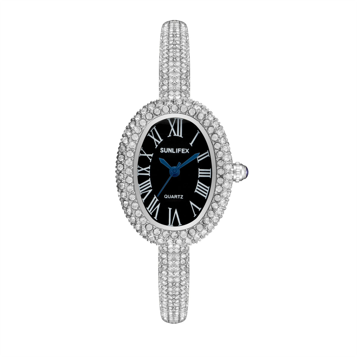 New Luxury Elegant ladies' Bracelet Wrist Watch Roman Numeral Inlaid Rhinestones Oval Waterproof Women's Quartz Watch Reloj
