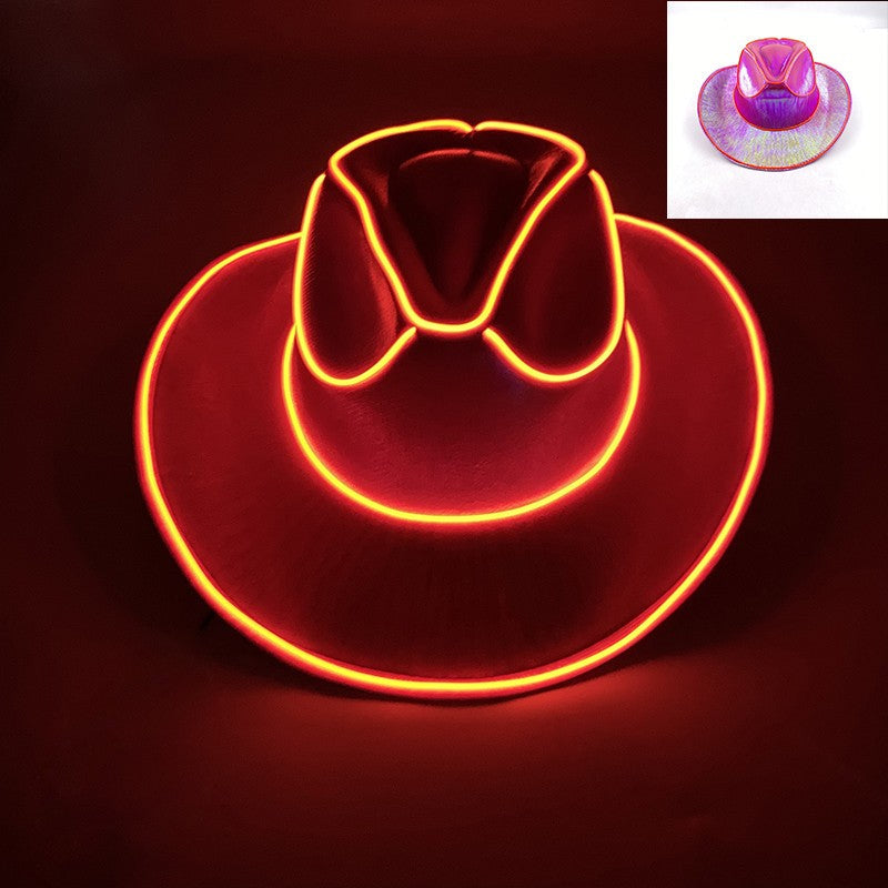 Wireless LED Western Cowboy Hat Light Up Cowboy Hat Disco Bride Pink Cowgirl Hat Concert NightClub Wedding Costumes Accessories