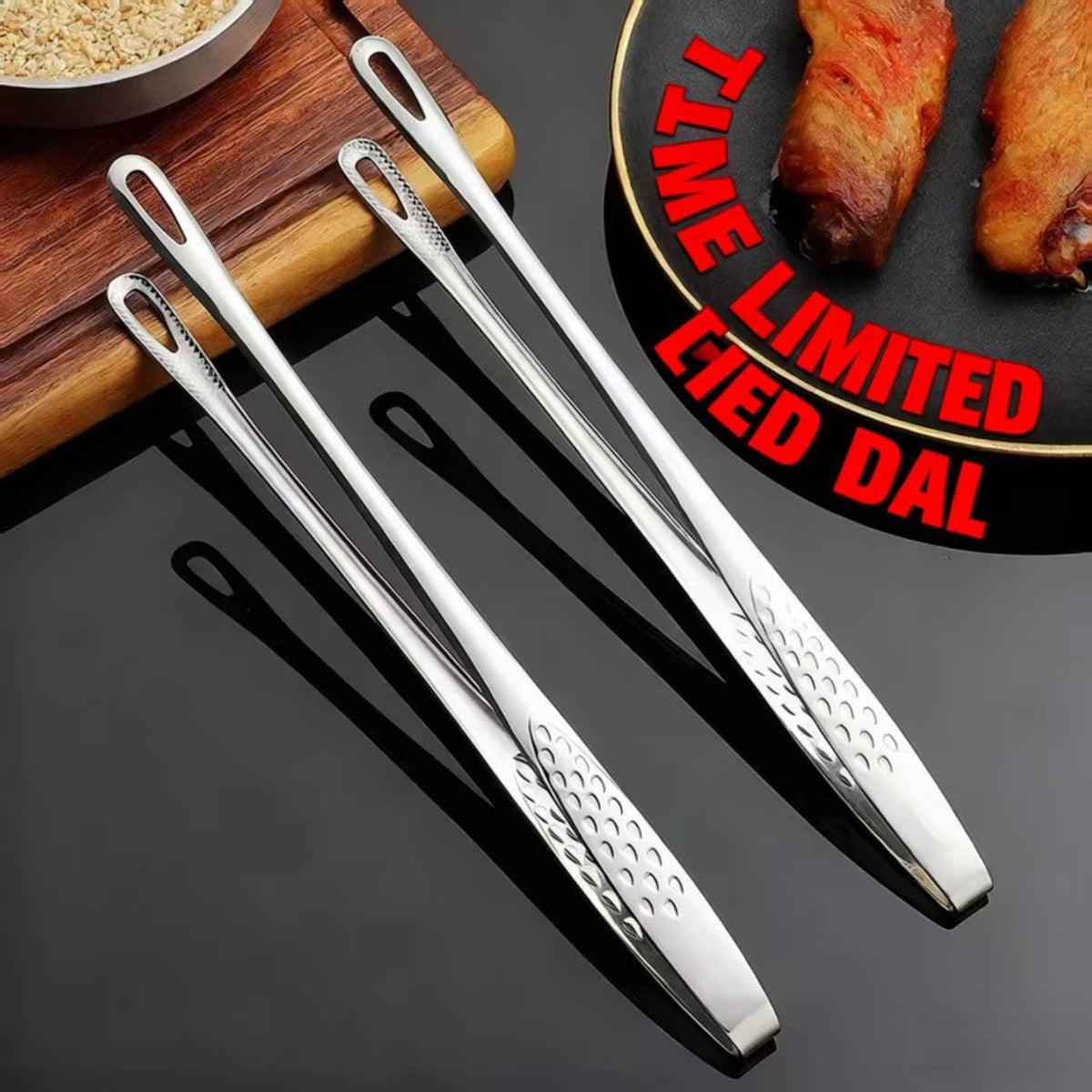 Stainless Steel Kitchen Tongs for Barbecue, Grill, Cooking, Salad, Meat, Buffet, and BBQ Tools – Versatile Food Tongs Clip
