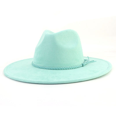 Vegan suede hat belt accessories heart-shaped wide-brimmed fedora hat for men and women felt jazz hat classic chapeau femme