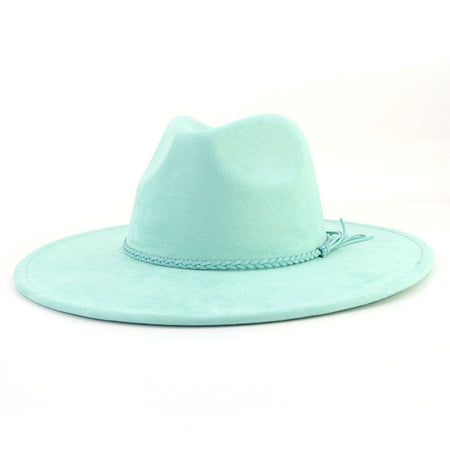 Vegan suede hat belt accessories heart-shaped wide-brimmed fedora hat for men and women felt jazz hat classic chapeau femme