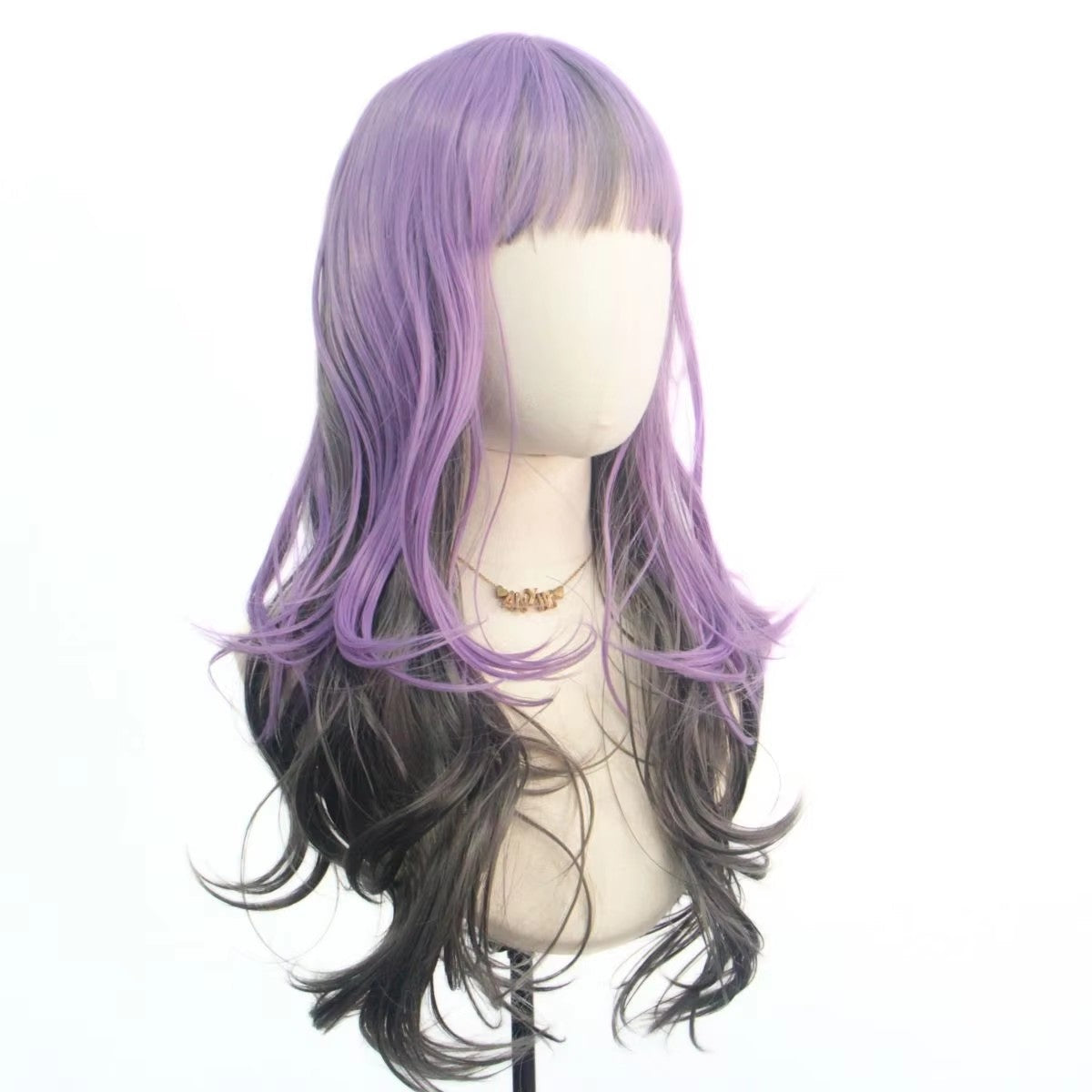 Purple Black Natural Body Wave Long Curly Hair Fiber Synthetic Wig Anime Party cosplay