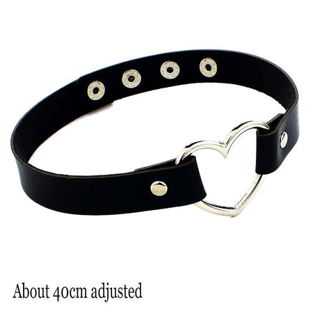 Woman Black Punk Choker Collar Necklace Sexy PU Leather Heart Lock Key Spike Chocker Gothic Cosplay Accessories Party Jewelry