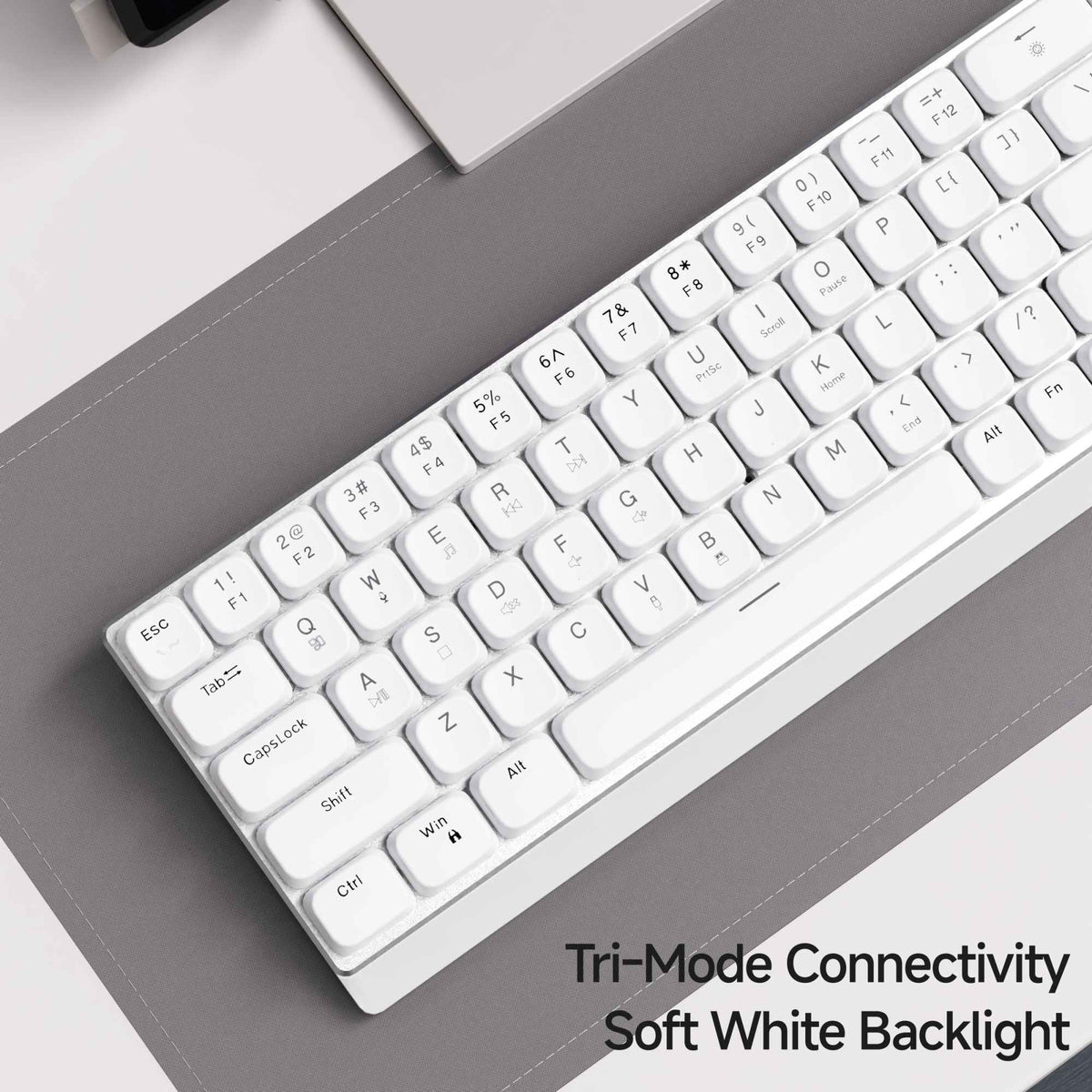 EWEADN Tri-Mode Ergonomic Wireless Gaming Keyboard,BT/2.4G/Wired,Low Profile Switch,Screen Display,Silent,Knob, for PC/Laptop
