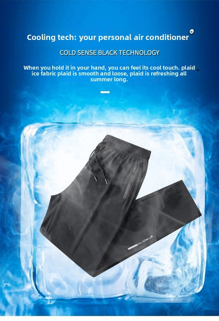 Ice Silk Casual Pants for Summer Thin Loose Fast-drying Stretch Breathable Sports Pants Jogger Man Gym Shirt Quick Football Mens
