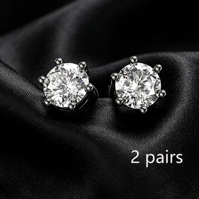 S925 Sterling Silver Four/Six Jaw Moissanite Earrings VVS1 White&Black Moissanite GRA Certified Male And Female Earrings Gift