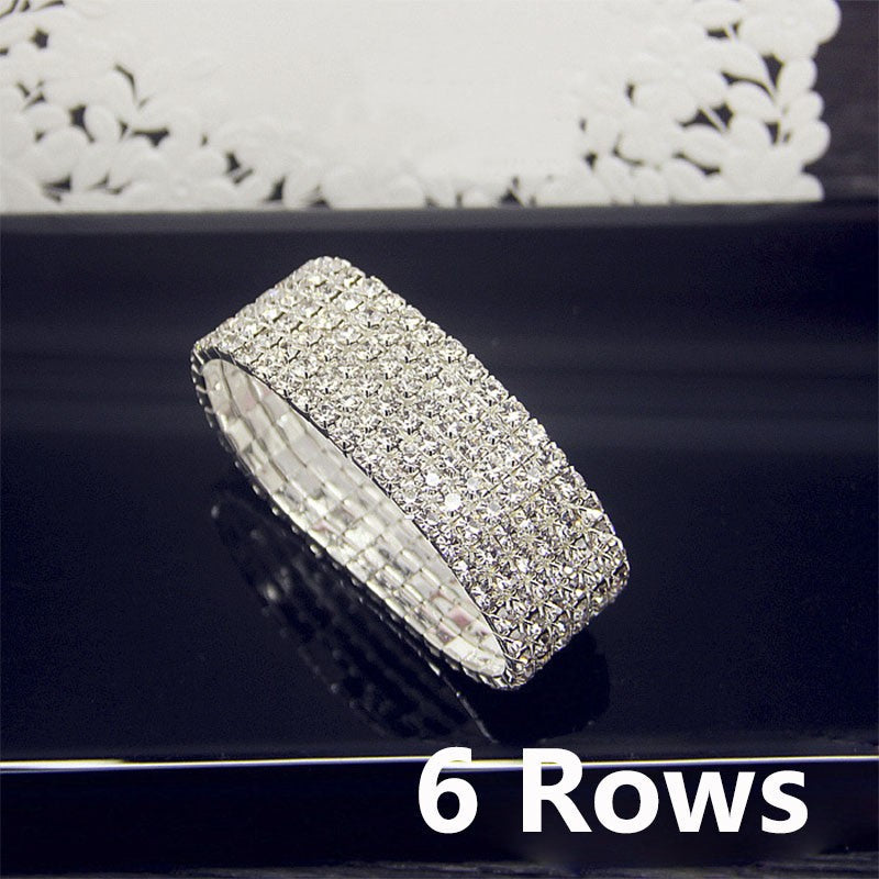 Luxury Full White AAA CZ Zircon Crystal Elastic Bracelet Bling Iced Out Rhinestone Women's Bracelet for Women Wedding Jewelry