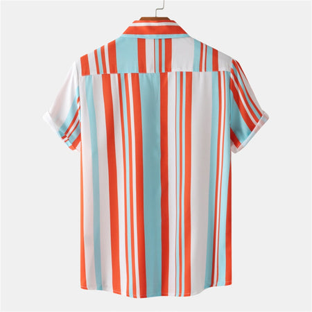 Summer Men Stripe Casual Shirts Hawaiian Beachwear Streetwear Fashion 3d Print Short Sleeve Holiday Imported Clothing Floral