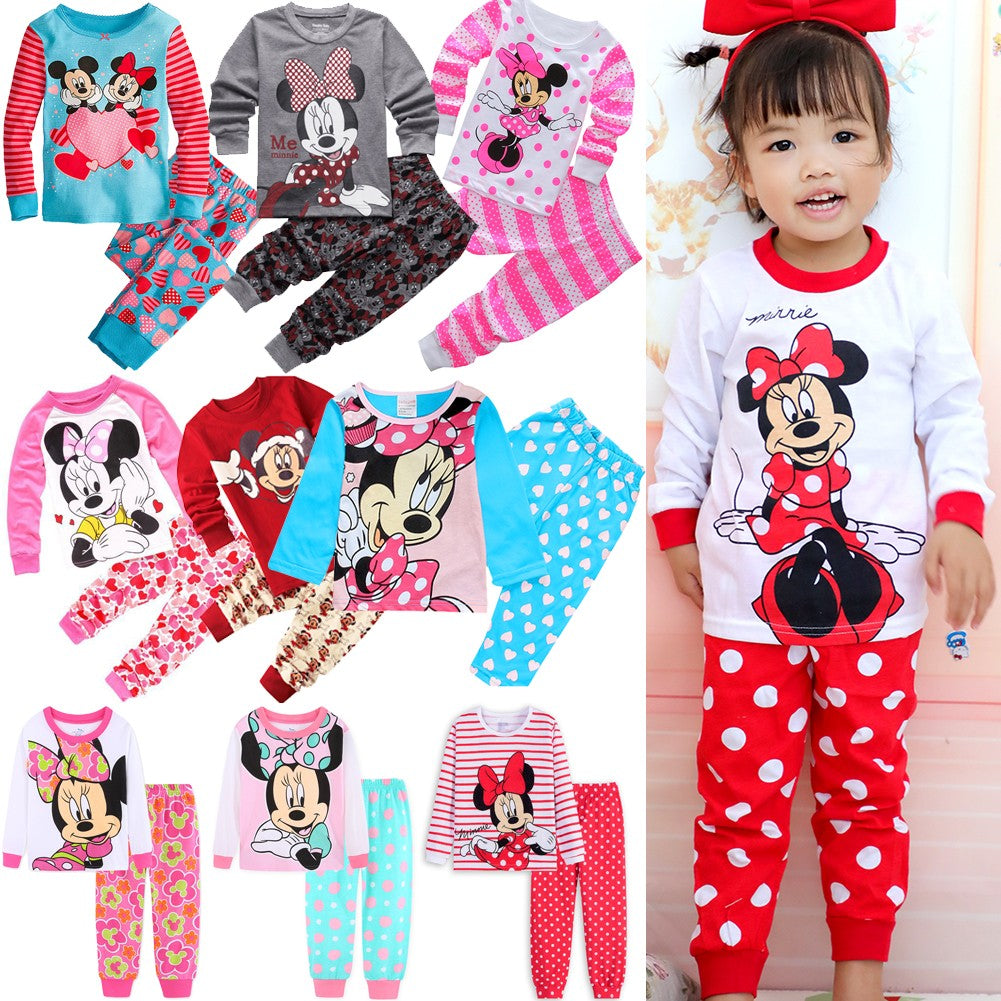 Spring Autumn Children's Clothing Sets Sleepwear Clothes Kids Pijamas minnie mouse Pajamas Set Baby Girls Pyjamas