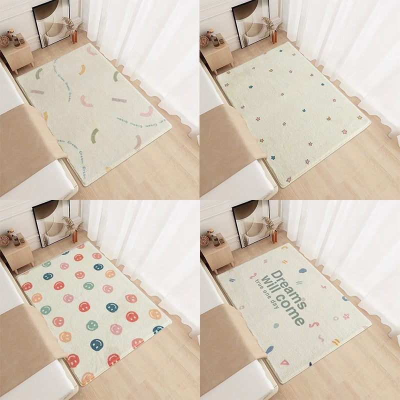 Modern Minimalism Bedroom Fluffy Carpet Area Carpets Living Room Children Girl Room Soft Rug Non-Slip Washable Mat