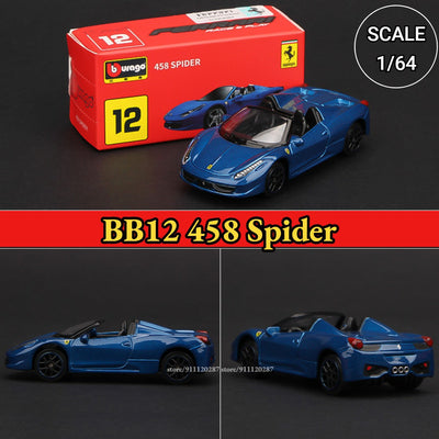 Bburago 1:64 Ferrari Mini Car Model, BB11 Enzo Metal Vehicle Replica F12tdf F40 458 488 GTB Diecast Miniature Home Decor Boy Toy