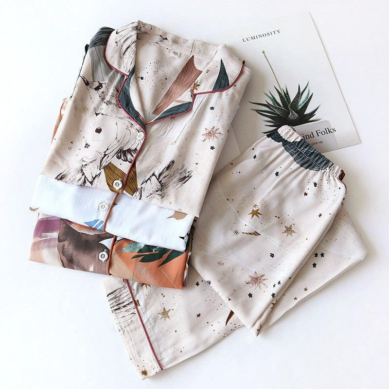 Spring / Summer New 100% viscose long-sleeved trousers ladies pajamas suit 3XL plus size long Sleepwear women's home Nightwear