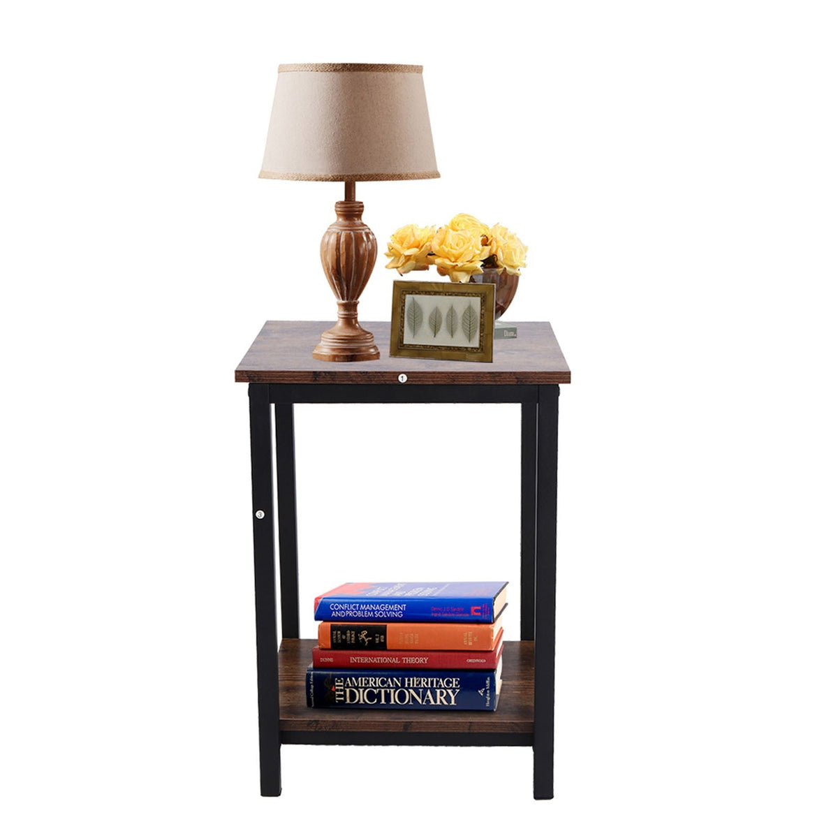 Bedroom Side Table Simple Double Layer Storage Cabinet Side Industrial Coffee Table Desk for Living Room Household Supplies
