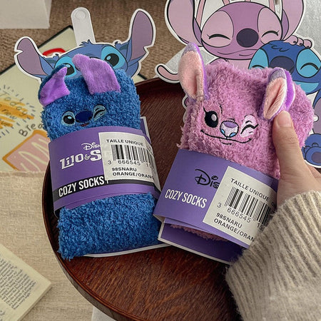 Disney Cute Stitch Cartoon Thermal Socks Coral Fleece Non Slip Floor Socks Cute Housewarming Present Christmas gift Couple socks