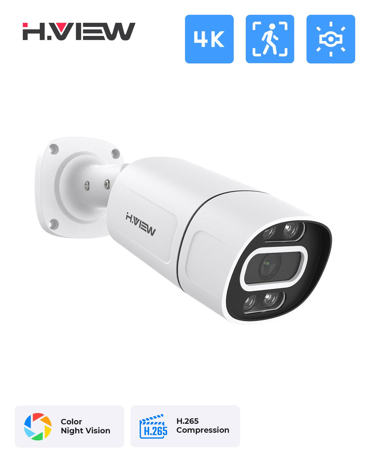 H.View 5Mp 8Mp 4K Ip Camera Poe Ai Face Detection  Cctv Security Cameras H.265 Outdoor Audio Video Surveillance onvif xmeye