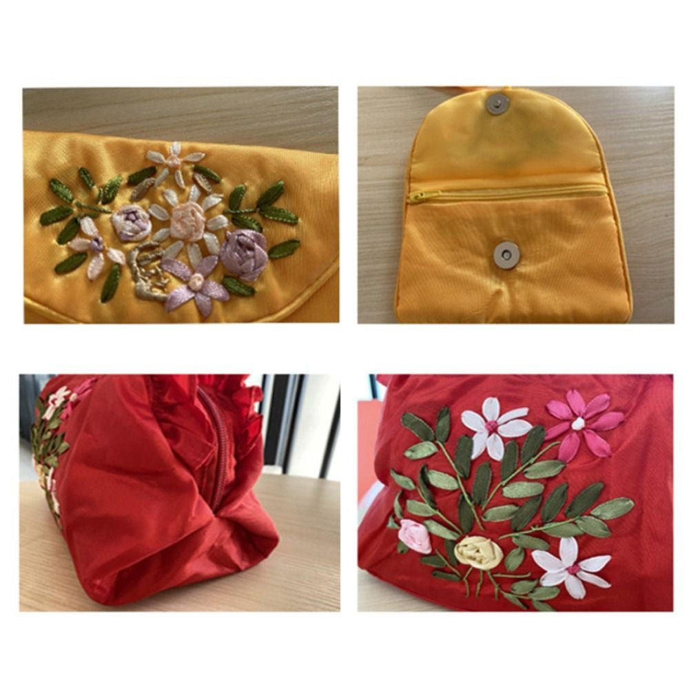 Retro Embroidered Flower Women Tassels Handbags Elegant Handmade Ethnic Style National Small Bag Card Storage Zipper Coin Purse