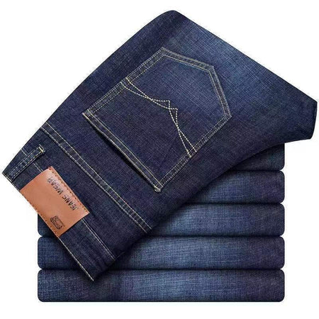 2025 New Business Men's Jeans Casual Comfortable Straight Stretch Fashion Classic Premium Blue Black Denim Pants Large Pants