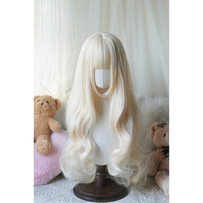 32cinch Lolita Style Long Curly  Wig | Heat Resistant Synthetic Hair with Bangs for Cosplay, Halloween, Anime Theme Party Dress