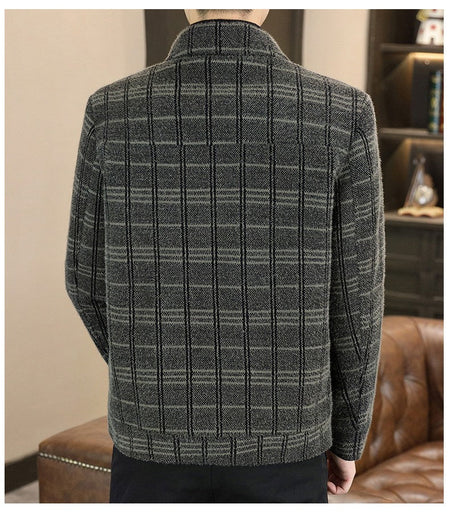 2023 Winter Plaid Woolen Jackets Men Fashion Slim Fit Thickened and Warm Trench Coat Casual Business Streetwear Overcoat M-4XL