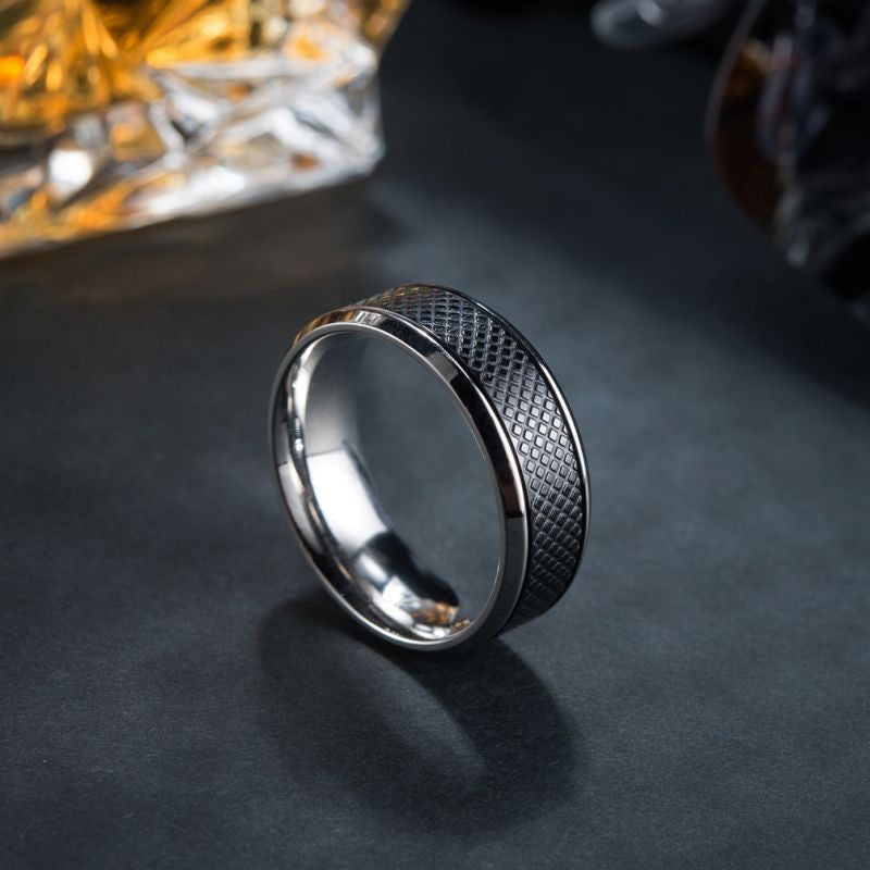 High Quality Stainless Steel Men Rings Western Titanium Steel Black White Ring For Fashion Jewelry