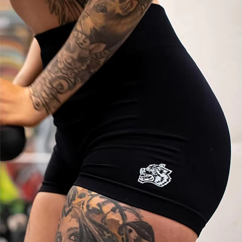 Darc-Elastic Yoga Pants for Women, Breathable Sports Shorts, Wolf Head, Naked Sense, Yoga Shorts, Peach Hip Fitness