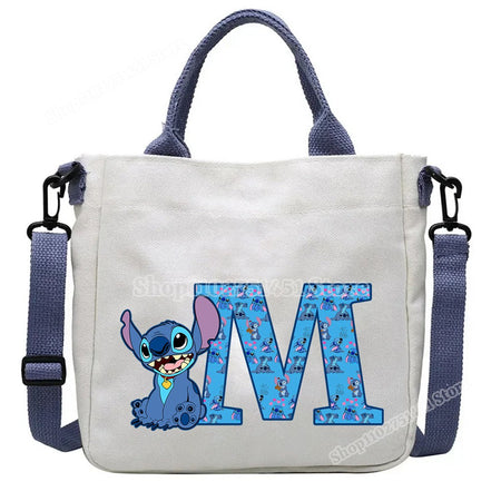 Disney Stitch Letter A-Z Print Shoulder Bags Cute Anime Action Figure Stich Purses Handbags Women Sling Messenger Bag Gift