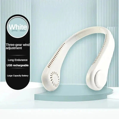 2025 Long endur New Mini Neck Mounted Fan Portable Bladeless Neck Rechargeable Air Cooler 3 Speed Mini Summer Sports Fan Outdoor