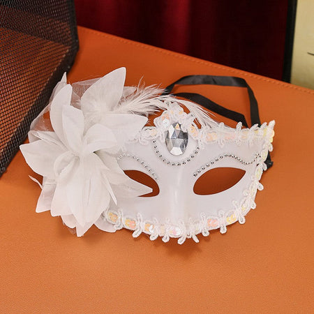Luxury Flower Rhinestone Masquerade Mask, Elegant Venetian Half Face Mask for Women Halloween Party, Wedding and Themed Events