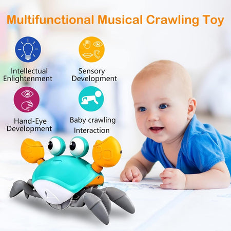 Induction Escape Crab Electric Pets Musical Toys Toddler Crawling Baby Walker Crab Interactive Toys for Children Gifts