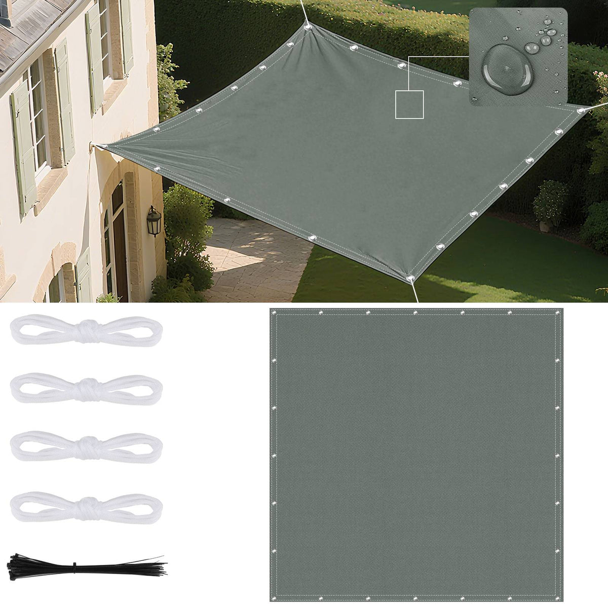 Waterproof Straight Edge Sun Shade Sail with Grommets Garden Sunscreen Pergola Shade Cover Canopy For Outdoor Garden Patio Tent
