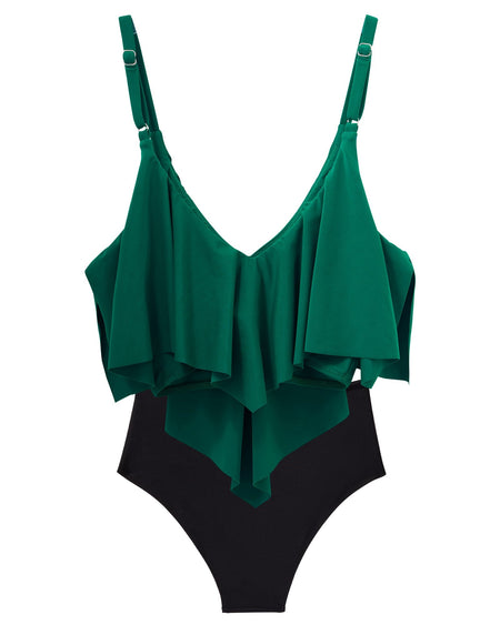 Women Tankini Ruffle High Waisted Swimsuits Tummy Control Bathing Suits Swimwear Beachwear Padded XXL Size Bikini Set Female