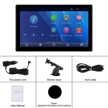 Portable 9" Car Mirror Radio Multimedia Video Player Universal Wireless CarPlay Android Auto Screen Bluetooth AUX TF GPS DVR