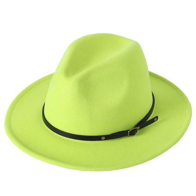 Fedora hat jazz hat men and women classic black leather belt Fedora Panama women autumn and winter Panama hat wholesale