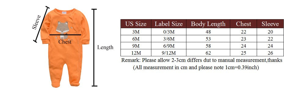 3 Pcs/lot 100% Cotton Baby Girls Clothes Set 0-12M Long Sleeve Newborn Boy Rompers Spring Autumn Carton Print Jumpsuit