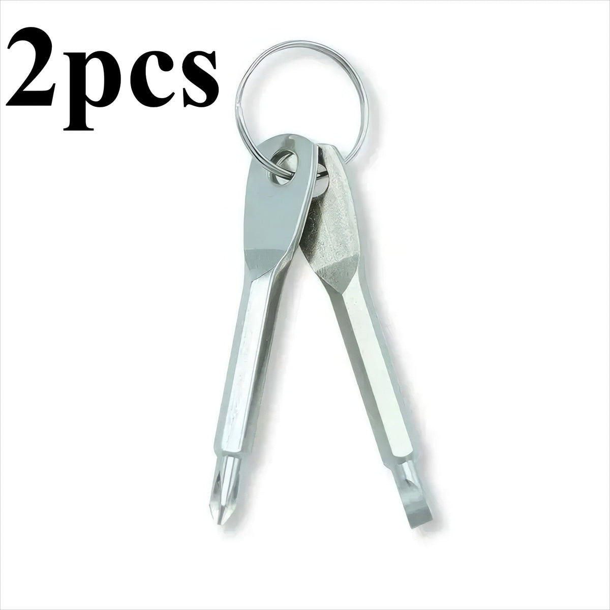 2 Keychain Screwdrivers in Black/Silver, Durable Steel, Screwdriver Head, Suitable for Cars, Bicycles, and Motorcycles