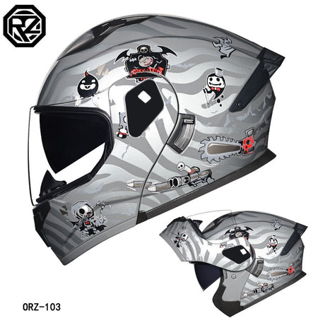 ORZ's latest high-quality motorcycle modular flip helmet ABS material dual lens full helmet DOT batch