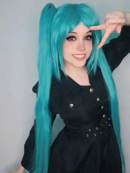 HAIRJOY Synthetic Hair  VOCALOID Sakura Hatsune Miku  Long Ponytails Green Cosplay Wig