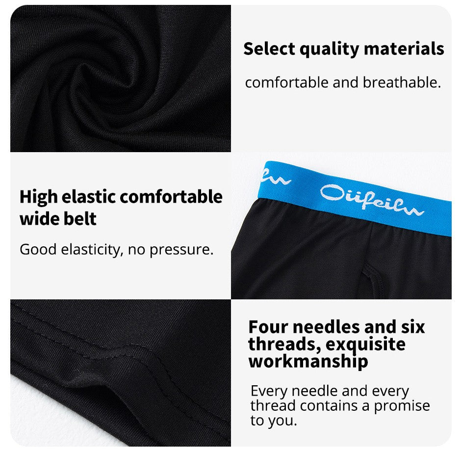 5/7/10 Pcs Men's Long Sports Parent-child Underwear Teenagers To Adults Multi-size Mix And Match Boyshort Elastic Waist Shorts