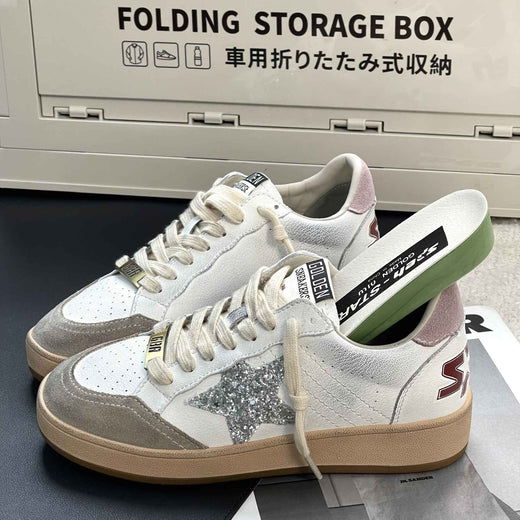 Casual Leather Pigskin Star Shoes Patchwork Color Rubbed Doing Old Flat College Style Women's White Shoes