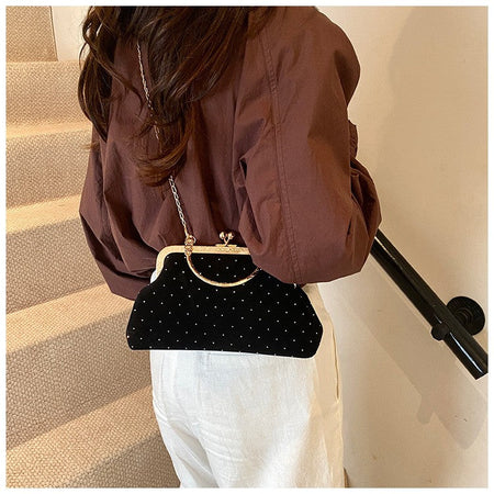 Luxury Design Women's Evening Clutch Purse Dinner Party Ladies Small Clip Shoulder Bag Handbags Retro Female Chain Crossbody Bag