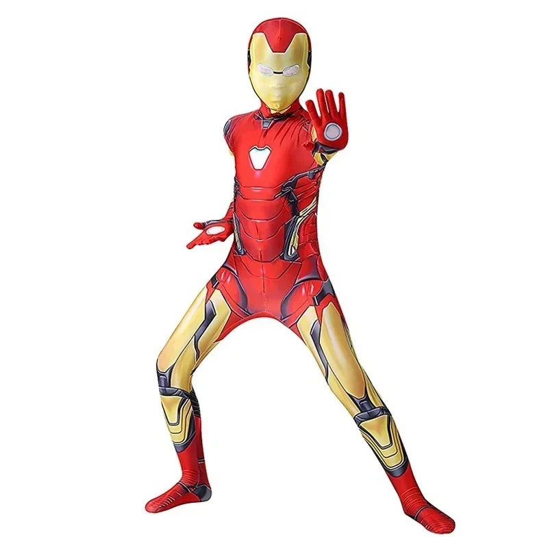 Kids Iron Man Costume Superhero Costume Cosplay Bodysuit Full Sets with Mask Halloween Costume for Kids