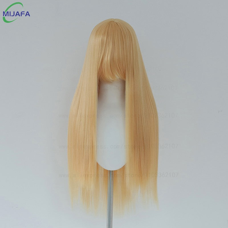 Very High Quality 400g 48 Colors 24Inch 60cm Long Straight Cosplay Wig With Bangs Heat Resistant Hair Anime Wigs + Wig Cap