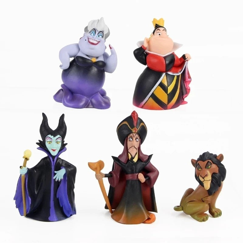 Disney Anime 5Pcs/Set Red Queen Villains Maleficent Jafar Ursula Vinyl Action Figure Model Toys For Children Christmas Gift