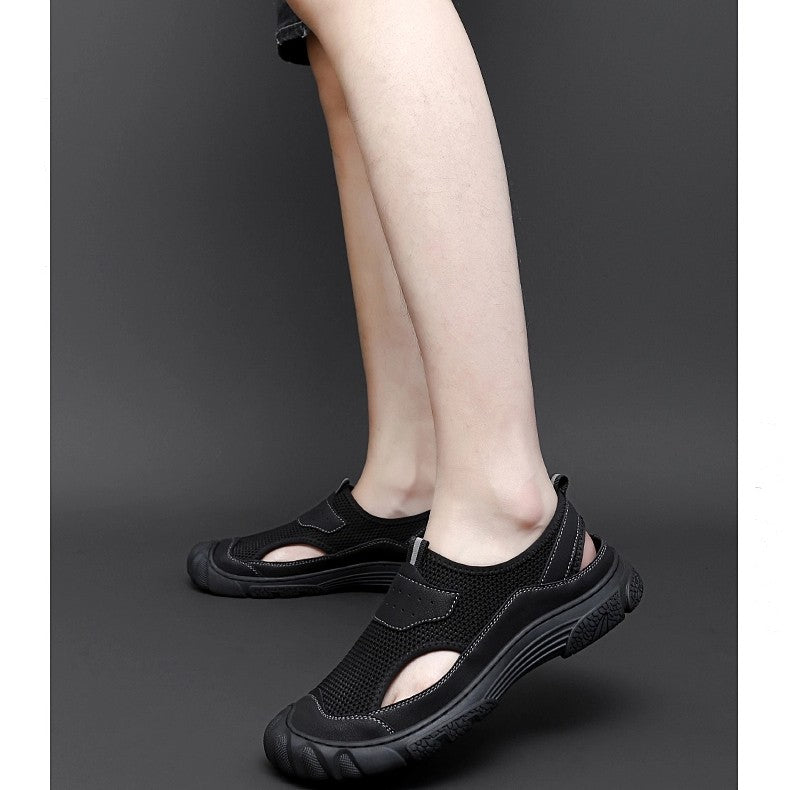 Outdoor Trendy Sandals Summer Mesh Hollow Casual Outerwear Shoes Men's Breathable Sports Shoes Beach Sandals New