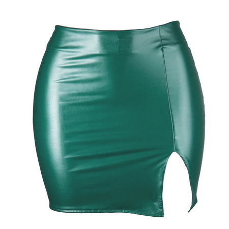 2025 Women Leather Night Clubwear Skirts Summer Pure Color PU-leather Zipper Sexy Hip Leather Mini Skirts