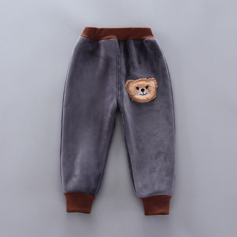Autumn Winter Baby Boys Clothes Sets Thick Fleece Cartoon Bear Jacket Vest Pants 3Pcs Cotton Sport Suit For Girls Warm Outfits