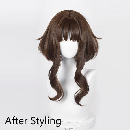 Short Straight Synthetic Brown Wig Anime Game Cosplay Fluffy Heat Resistant Jellyfish Head Wig for Daily Party