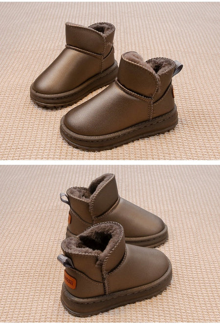 Boys Girls Winter Boots Kids Snow Boots Ankle Slip-on Fashion Classic Warm Thick Plush Cotton Children Rubber Boots 26-37 Soft