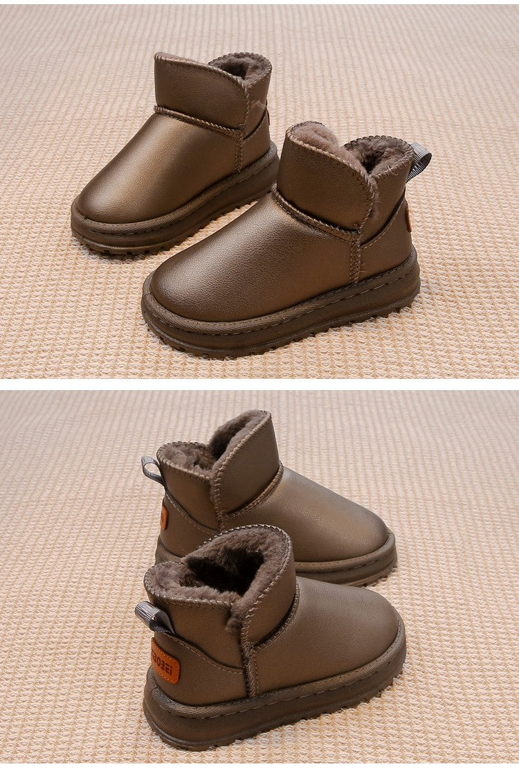 Boys Girls Winter Boots Kids Snow Boots Ankle Slip-on Fashion Classic Warm Thick Plush Cotton Children Rubber Boots 26-37 Soft