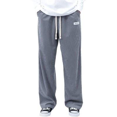 Mens Corduroy Joggers Pants Casual Cargo Pants Drawstring Elastic Waist Baggy Tapered Sweatpants with Pockets Outdoor Sweatpants